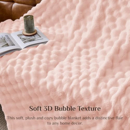BEDELITE Cute Pink 3D Fleece Bubble Throw Blanket for Couch, 50x60 Inches - color: Light Pink, size: Throw(50"x60")