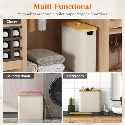 Lifewit Toilet Paper Storage Holder, Large Stand Basket, 23L, Beige - color: Beige, size: 23L