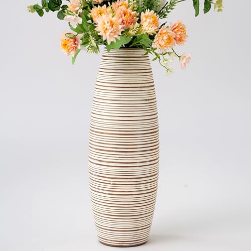 Leewadee - White Wash Floor Vase for Pampas Grass, Large Flower Vase for Home Decor, 13 inches, Resin - color: White Wash