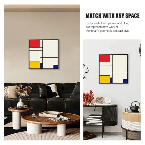 lzhewall Mondrian Style Wall Art, Abstract Geometric Painting, Black Frame