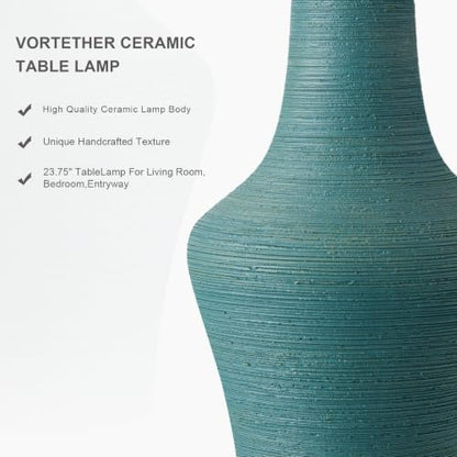 23" Farmhouse Ceramic Table Lamp Modern Bedside Lamps Matte Teal - color: 23.25" Single - Matte Teal