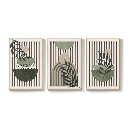 Large Framed Boho Cutout Carved Wood Wall Art for Living Room, 24x36 Inch - color: Saga Green