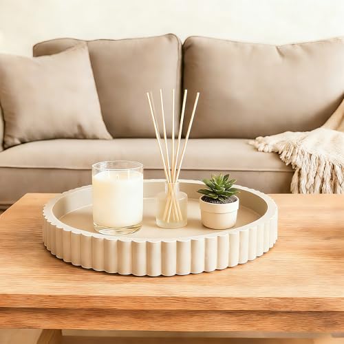 Round Decorative Tray for Coffee Table Decor Table Centerpieces - color: Gray