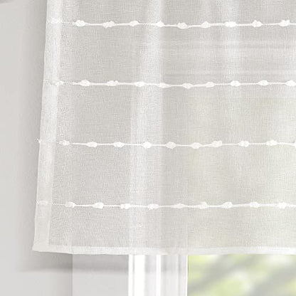 Lush Decor Farmhouse Textured Sheer Window Curtain Valance, 52"W x18"L, White - color: White