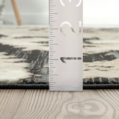 Abani Black and Cream Area Rug | 5' x 8' Tan and Beige Abstract Pattern | Perfect for Living Room and Bedroom | Terra Collection - color: Grey, size: 5'3" x 7'6" (Rectangular)
