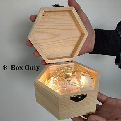Plain Unfinished Box, Hexagon Unpainted Wooden Jewelry Box DIY Storage Chest Treasure Case (Side Length 2.5" * Height 2.7") - color: Hexagon