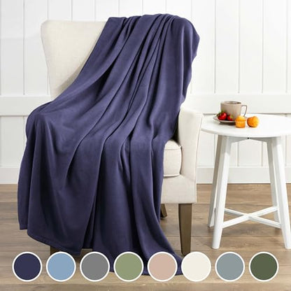 King Size Comfy Supersoft Fleece Blanket – All-Season Light Weight Throw Blanket Luxuriously Soft Throw Blanket for Couch and Sofa Machine Wash Navy (Pack of 2) - color: Navy, size: King (Pack of 2)