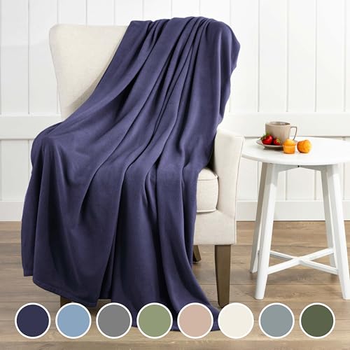 King Size Fleece Blanket | Comfy Supersoft Fleece Blanket – All-Season Light Weight Throw Blanket | Luxuriously Soft | Throw Blanket for Couch and Sofa | Machine Wash | Navy - color: Navy, size: King