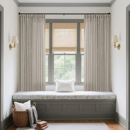 Burlywood Birch Pinch Pleated Linen Curtains 63 Inch Length 2 Panels Set - color: Burlywood Birch, size: 40"W x 63"L (Pack of 2)