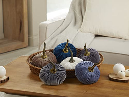 Your Heart's Content Gray 6.25 inch Velvet Pumpkin (Gray) - color: Grey