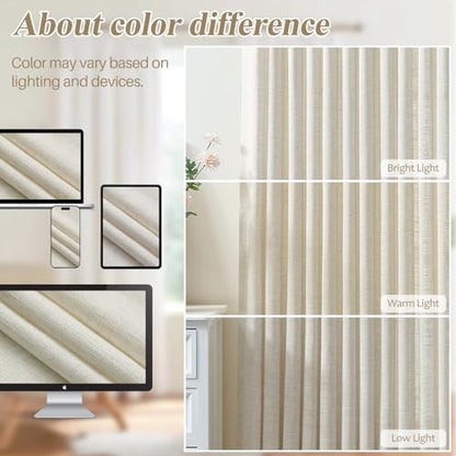 AUSSPVOCT Pinch Pleated Sheer Curtains 90 Inches Long for Living Room - color: Natural, size: 60"W x 90"L (Pack of 1)