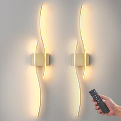 Wireless Wall Sconces Set of Two, Dimmable, 3CCT, Up to 65H Runtime - color: Brushed Brass, size: 23.6 inches (2 Pack)