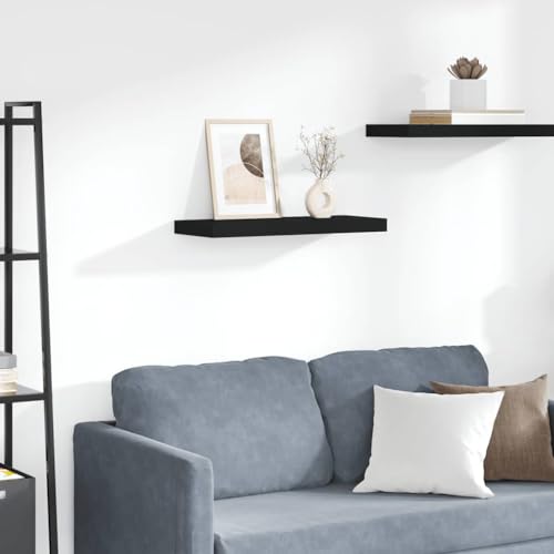 23.6" Black Matte Floating Wall Shelf, Honeycomb MDF Modern Display Ledge for Living Room Bedroom Kitchen, 9.3" Deep Holds 15 lbs Books Decor - color: Black, size: 23.6 in length