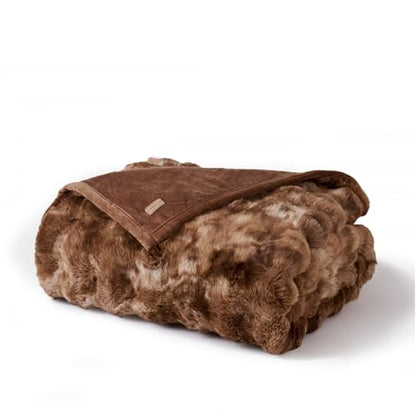 EverGrace Faux Rabbit Fur Bubble Throw Blanket, 50"x60", Lion Caramel - color: Marble Caramel Brown, size: 50"x60"