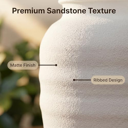 Handmade White Rustic Ceramic Vase for Flowers, Home Decor, 8 inch Tall - size: 8" H × 6''W