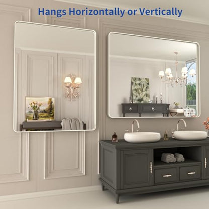 WEER Bathroom Vanity Mirror Brushed Nickel 40X30 Inch - color: Brushed Nickel, size: 40"L x 30"W