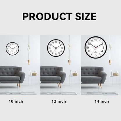 AKCISOT 12 Inch Wall Clock, Silent Battery Operated Analog Clock, Black - color: Atomic Black, size: 12 Inch