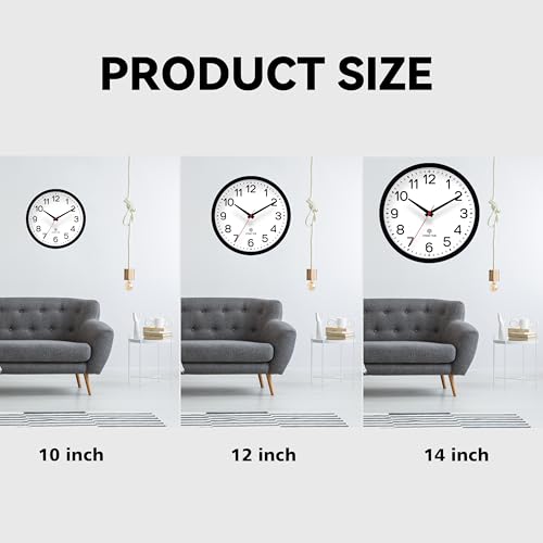 AKCISOT 10 Inch Wall Clock, Battery Operated Analog Clock, Black - color: Atomic Black, size: 10 Inch