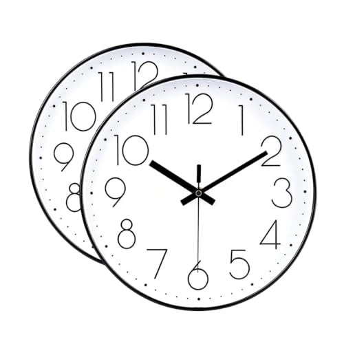 2 Pack Black Wall Clock 12 Inch Modern Silent Battery Operated Wall Clocks - color: 2pack-black, size: 12 Inch