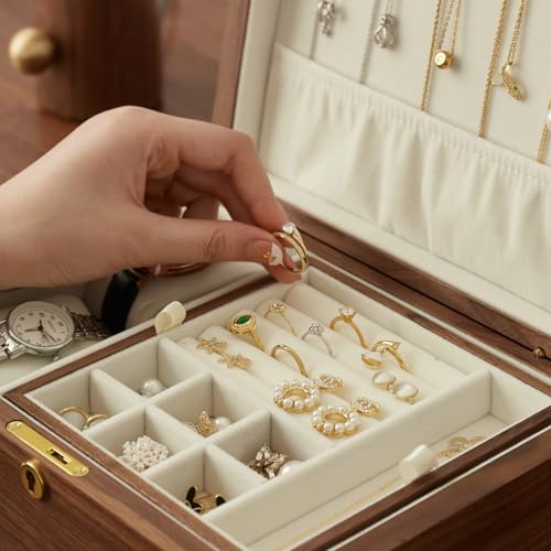 Solid Black Walnut Wood Jewelry Box, With Lock - style: With lock