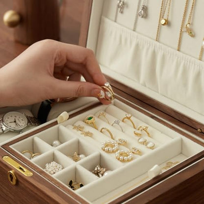 Solid Black Walnut Wood Jewelry Box, With Lock - style: With lock