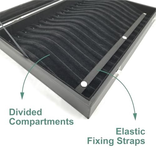 15 Hook Necklace Storage Box with Dustproof Transparent Glass Lid - color: Black-15 necklaces