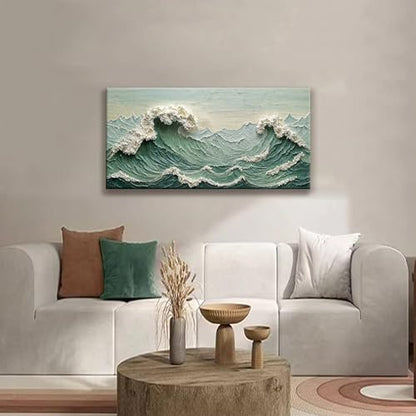 Sea Wave Abstract Wall Art Picture For Bedroom Modern Wall Art 20"X 40" - color: green., size: 40"L x 20"W