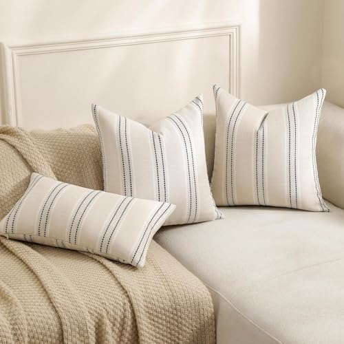 Hckot Stripe Throw Pillow Covers 12x24 Lumbar Navy Blue Pillow Covers - color: Grey, size: 24" x 12" (Pack of 2)