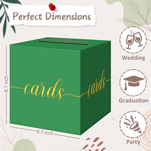 Elegant Green Graduation Card Box, Gold Foil Gift Card Box for Party - color: Z06 Green and Gold Foil