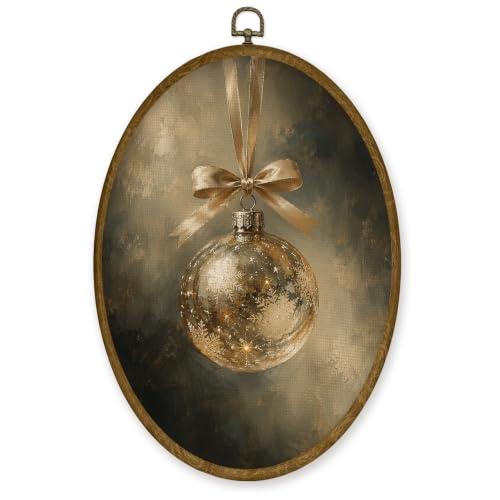 JMENGSSFL Golden Glass Christmas Ornament Oval Wall Art Decor 8.6x11.4 - color: Christmas-20