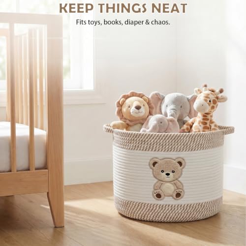 Baby Laundry Basket for Nursery, Large 15”x12”Tedy Bear Storage Baskets - color: Bear