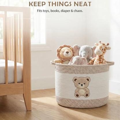Baby Laundry Basket for Nursery, Large 15”x12”Tedy Bear Storage Baskets - color: Bear