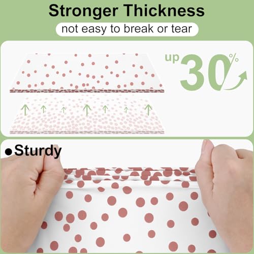 Smiry Disposable Rectangle Plastic 54 x 108 Inch Table Cloth 3 Pack - color: White and Rose Gold