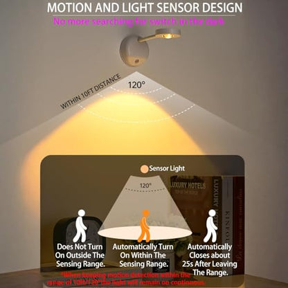 Rechargeable Wireless Motion Sensor Picture Light with 7-Color - color: Black