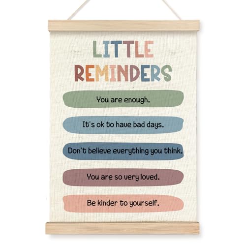VGXKJIIOD Little Reminders Mental Health Wall Art Poster 12x16 in, Self Care Positive Affirmations Canvas Wall Decor Prints Sign Artwork for Kids Room Bedroom Therapy Counselor Office - color: reminders