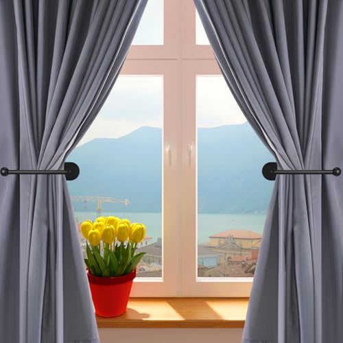 CroBlissful 2 Pcs Adhesive Curtain Holdbacks No Drill Window Hook,Black - color: Black