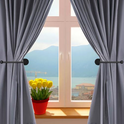 CroBlissful 2 Pcs Adhesive Curtain Holdbacks No Drill Window Hook,Black - color: Black