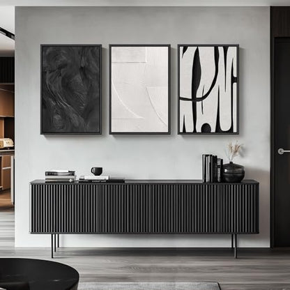 Large Framed Black and White Abstract Wall Art for Living Room Set of 3 - color: Black and White Dialogue, size: 20" W x 30" H x 3Pcs