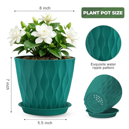 YNNICO 8 inch 4 Pack Plant Pots for Indoor Drainage Holes and Tray Saucers - color: Multicolor, size: 8 inch-4 pack