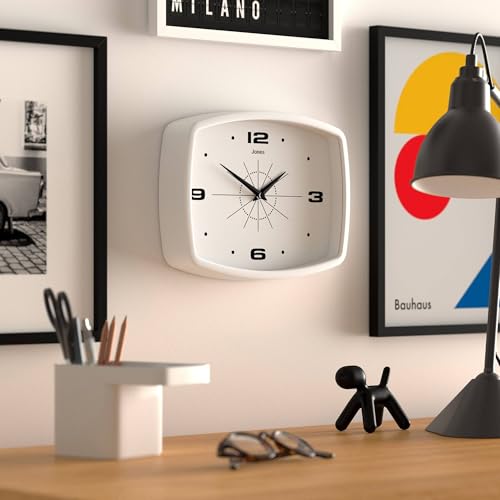 JONES CLOCKS® Movie wall Clock | Rectangular Retro Clock | 10" | White - color: White