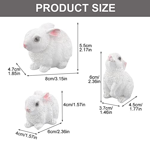 Saycker Rabbit Statue, 3pcs/Set Bunny Decor Garden Yard Lawn Collection, Small Decorative Easter Bunny Statue for Table Home Decor(White/3pcs)
