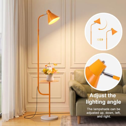 Yellow Floor Lamp with Shelf, Dimmable LED Reading Standing Lamp - color: Yellow