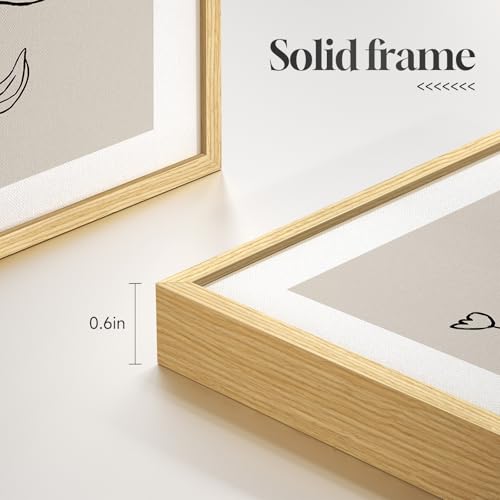Framed Neutral Botanical Minimalist Line Canvas Wall Art Bedroom, 12x16 In | Neutral botanical line, 3 piece, Canvas print, Modern minimalist pictures, Beige plant artwork, Master guest bedroom wall art - color: Neutral Beige