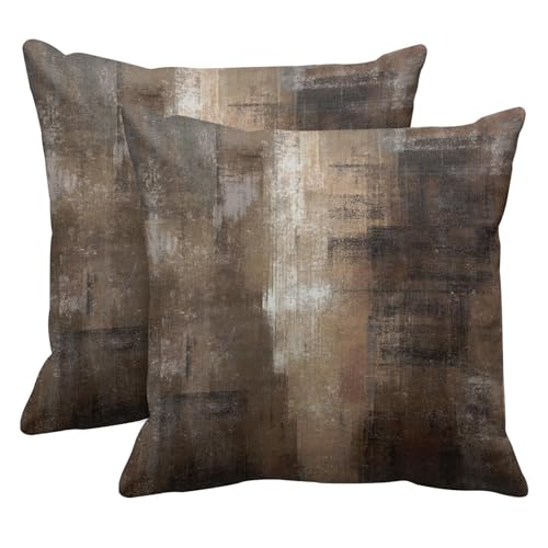 Britimes Throw Pillow Covers Set of 2, 18 x 18 Inch, Brown Grey Beige - color: Brown Grey, size: 18" x 18" (Pack of 2)
