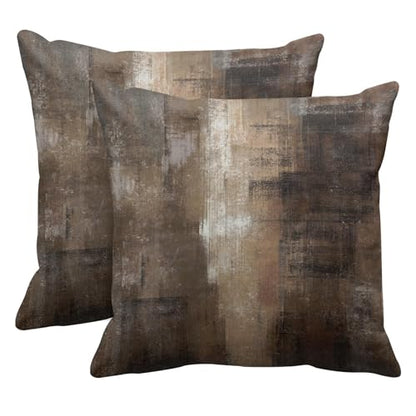 Britimes Throw Pillow Covers Set of 2, 18 x 18 Inch, Brown Grey Beige - color: Brown Grey, size: 18" x 18" (Pack of 2)