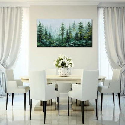 Alenoss Hand Painted 3D Abstract Oil Painting, Green Forest Wall Art - color: AL-B101