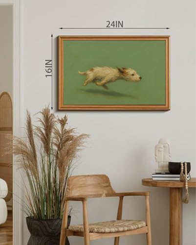 Vintage Gold Framed Dog Wall Art Whimsical Animal Pictures Wall Decor - color: Dog, size: 24"L x 16"W
