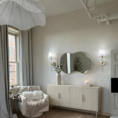 Irregular Asymmetrical Wall Mirror 26x48" with Modern Aluminum Alloy Frame - color: Gold, size: 26"L x 48"W
