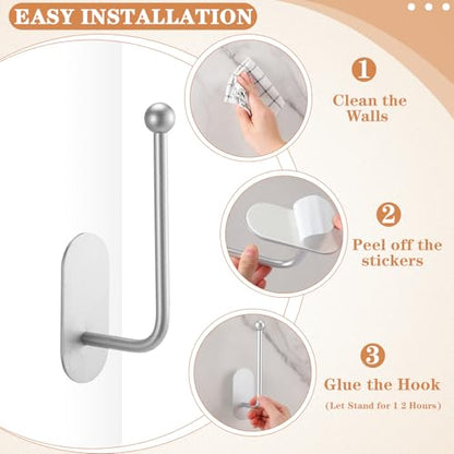 CroBlissful 2 Pcs Adhesive Curtain Holdbacks No Drill Window Hook,Silver - color: Silver