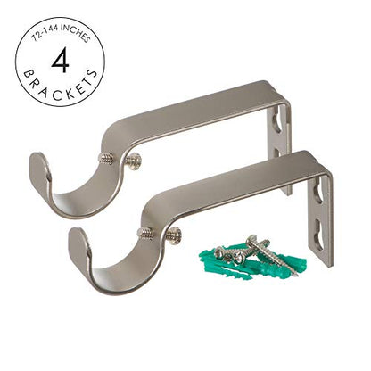 Ivilon Drapery Treatment Window Curtain Rod - Square Design 1 1/8 Rod. 72 to 144 Inch. Satin Nickel - size: 72 to 144 in.